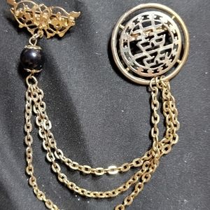 GORGEOUS COAT OR BLOUSE PIN W/ CHAIN- MUST SEE